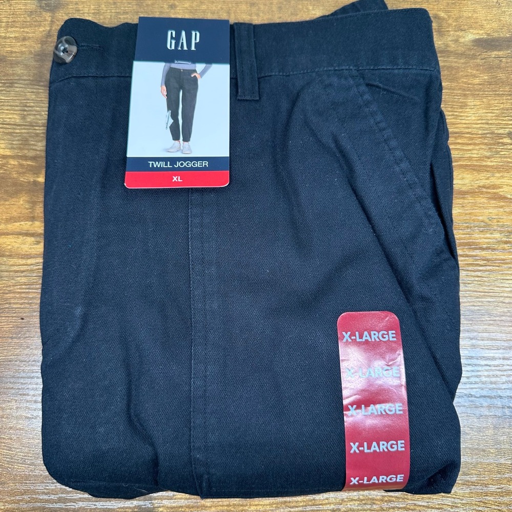 NEW GAP Twill Jogger Pants Womens XL True Black‎ Cotton Lyocell